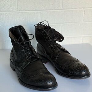 Elegant Black Leather Lace-Up Boots
